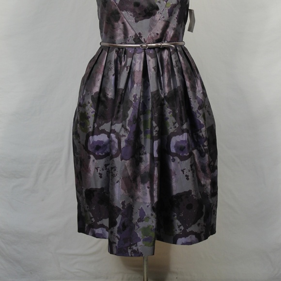 Donna Morgan Purple Belted Strapless Dress 6 New - Picture 4 of 8